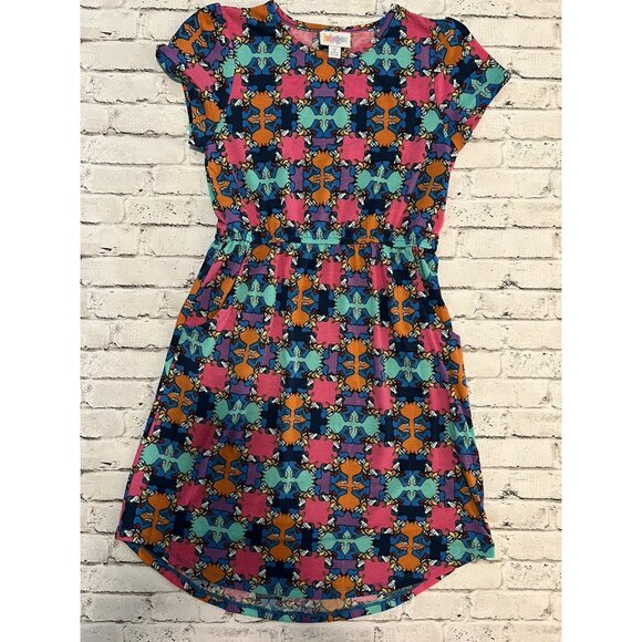 LulaRoe Disney Mae Kids Dress Donald Duck With Pockets Size 12 - Picture 1 of 4